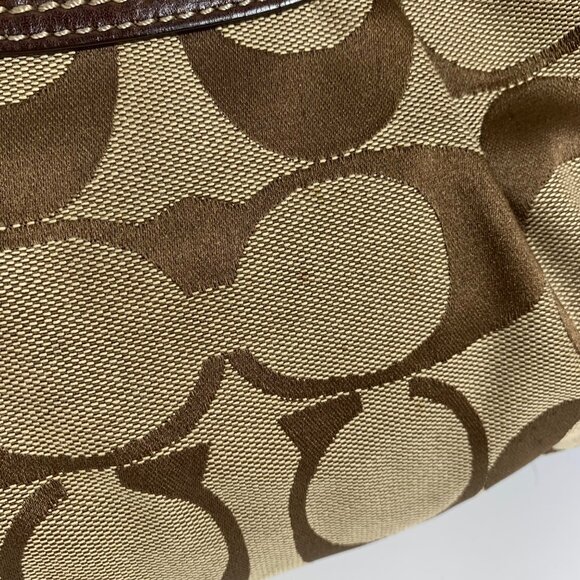 COACH CC Logo Jacquard Leather Trim Ergo Kisslock Shoulder Bag 12232 NO TAG - Picture 4 of 14